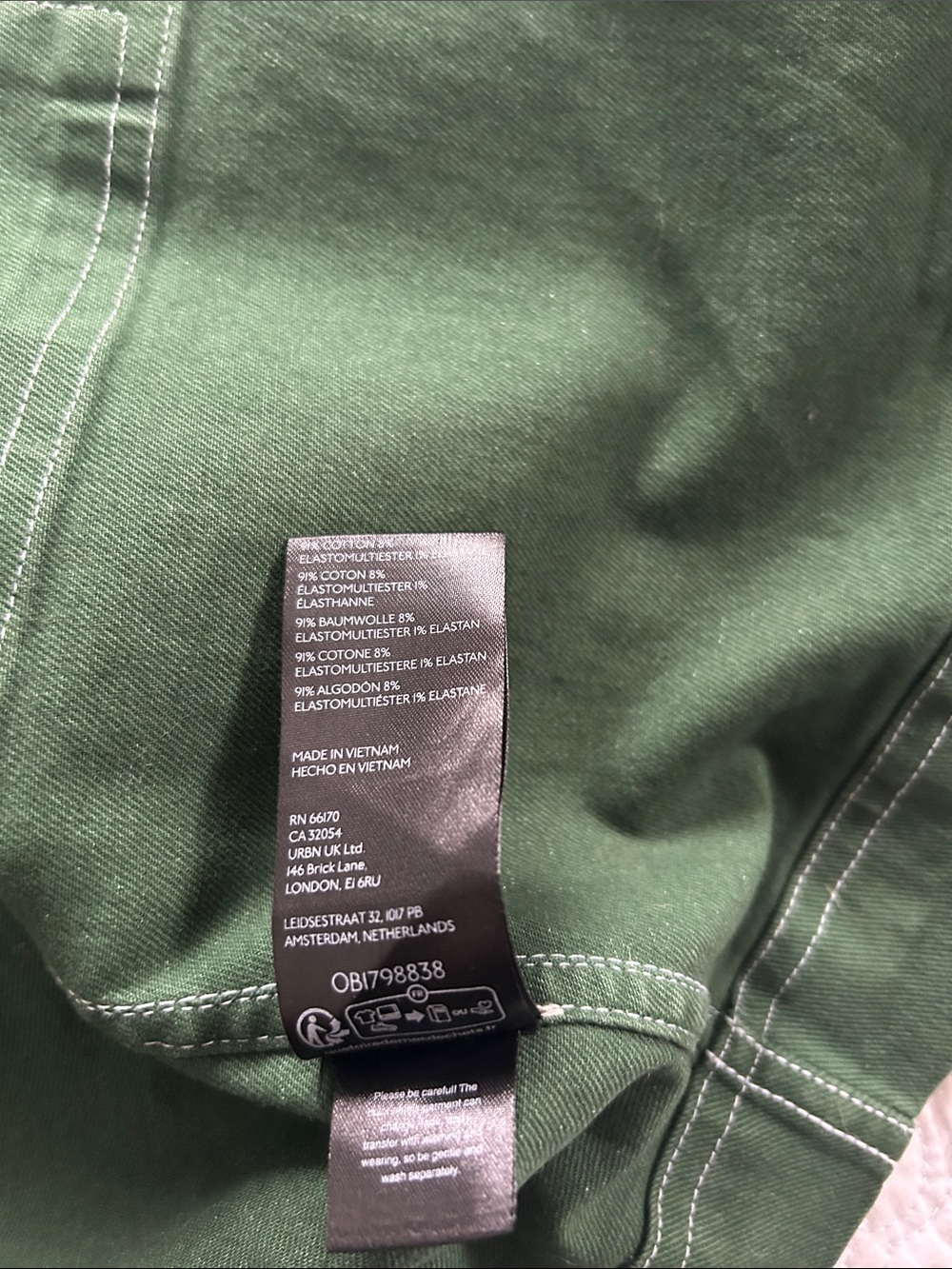 Anthr Pilcro Forest Green Carpenter Skirt Front Slit and Contrast Stitching - Picture 3 of 15